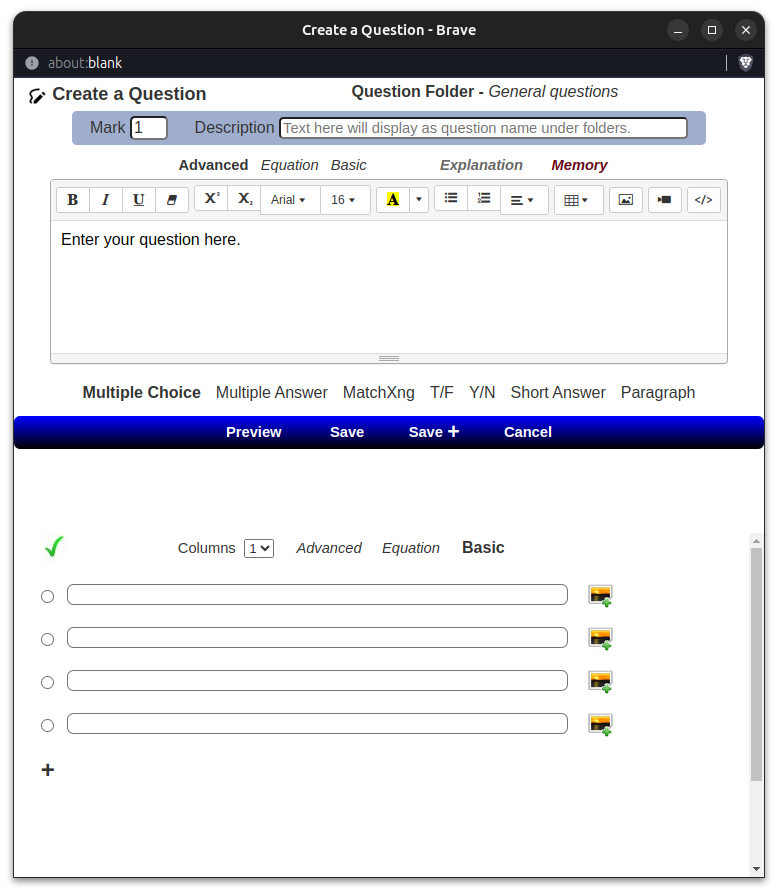 creating a question.