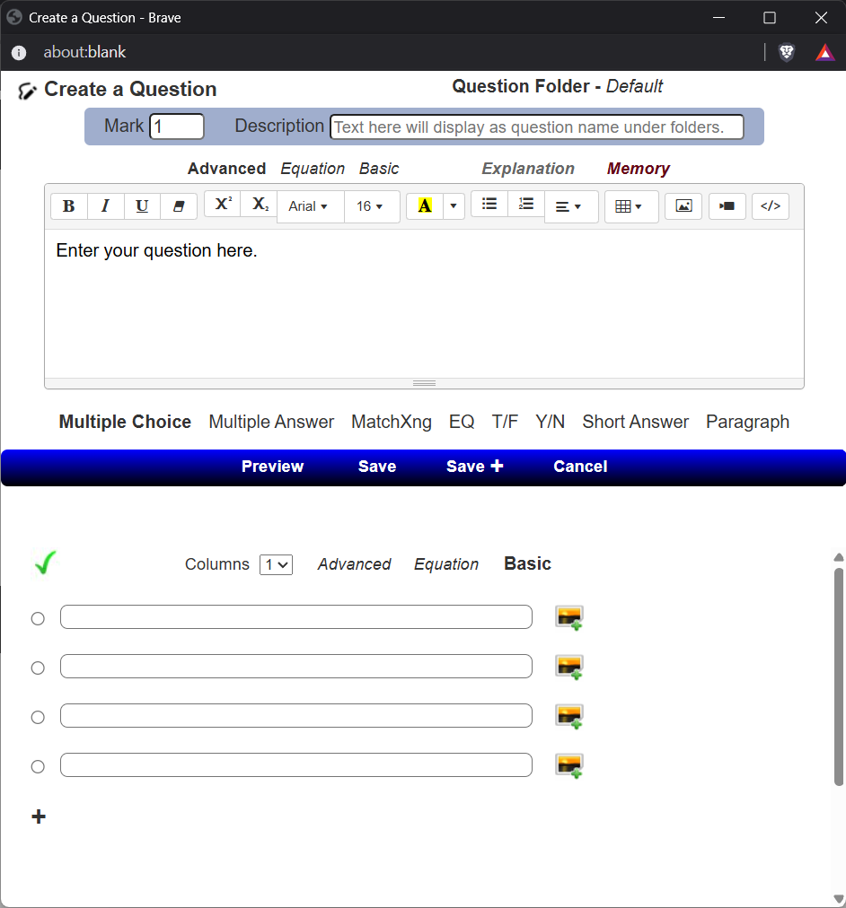 creating a question.